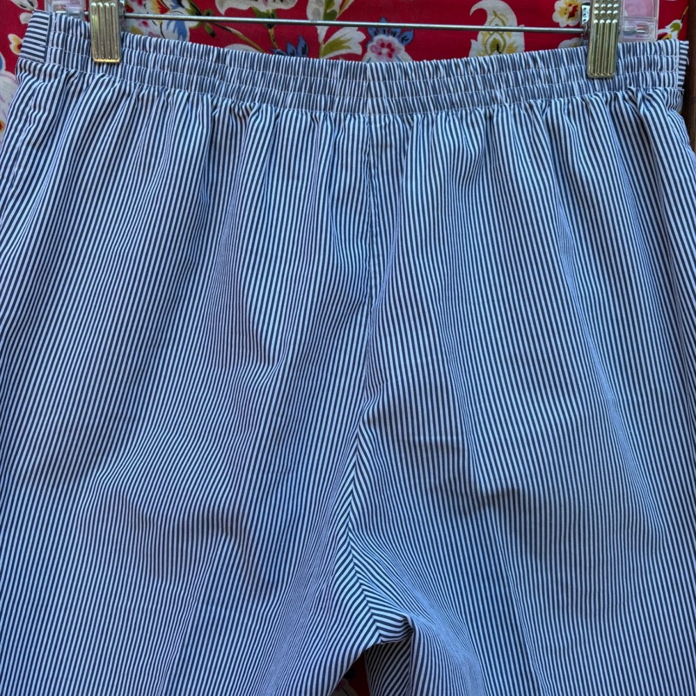 Navy+White Striped Nautical Sailorcore Wide Leg High Rise Capri Pants Size M-L - Picture 4 of 9